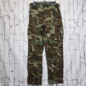 US Military Woodland Camo Cargo Pants Small Regular Adjustable Waist 27"/31"